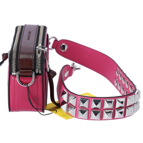 Marc Jacobs The Snapshot Shoulder Bag Studded Saffiano Leather Magenta Pink - Picture 3 of 6